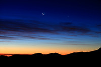 Crescent Moon, Mercury, Venus from Rocky Mountain National Park