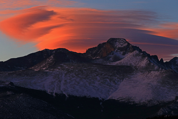 Longs Peak, Lenticular Cloud, Sunrise